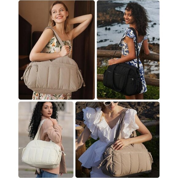 BAGSMART Gym Bag Beige Women Water-Resistant Travel Duffel with Wet Pocket - Picture 5 of 8